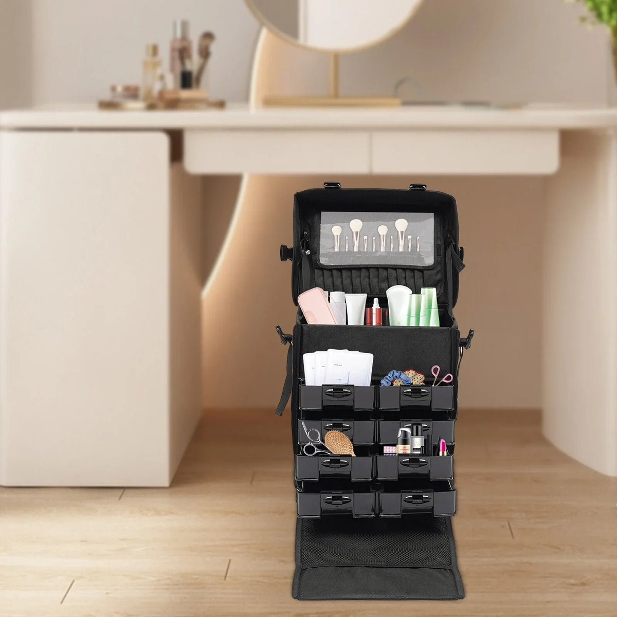 Makeup Makeup Wheels Up Trolley, with Suitcase Suitcase Rolling Case, Case Make Cosmetic Trolley, Cosmetic