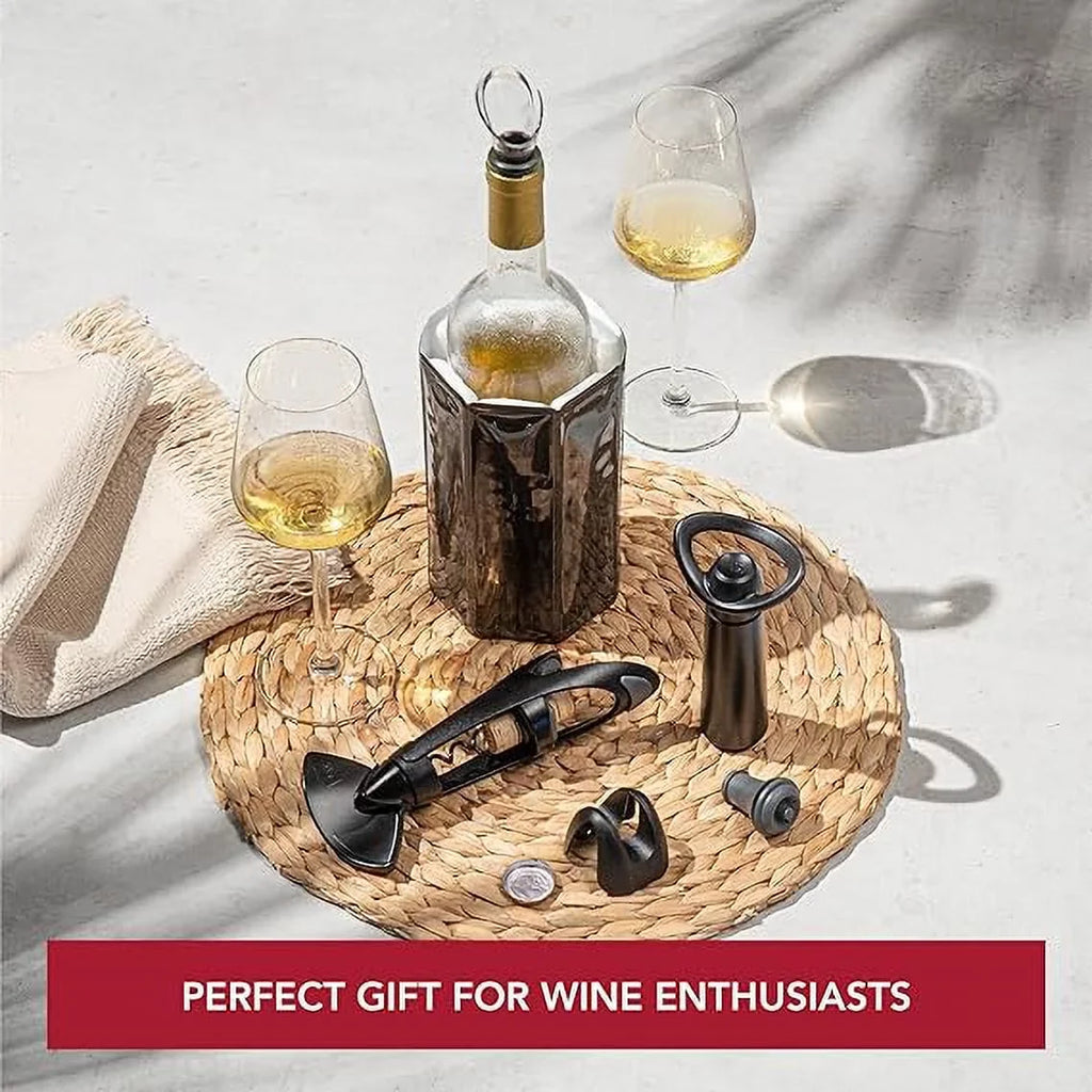Wine - Wine Foil Plus- - Wine Crystal Includes Saver Concerto and Haves Set Wine Wine Cooler Vacuum Original Stopper Vin - Must Twister Active Cutter Wine Server Corkscrew The Vacu - - 6pc