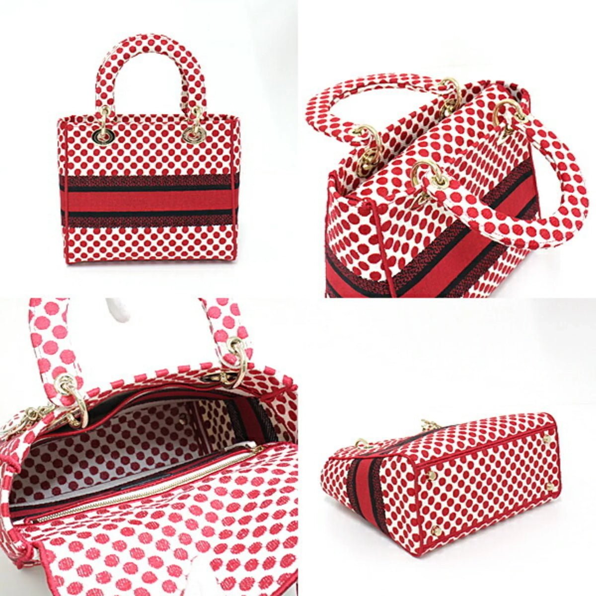 Medium Amour x Dot Pre-Owned Christian Mini Red Polka Canvas Bag Lady (Like Light New) Dior M0565OBBE_933U Handbag D-Lite Shoulder DIOR Dior Dee