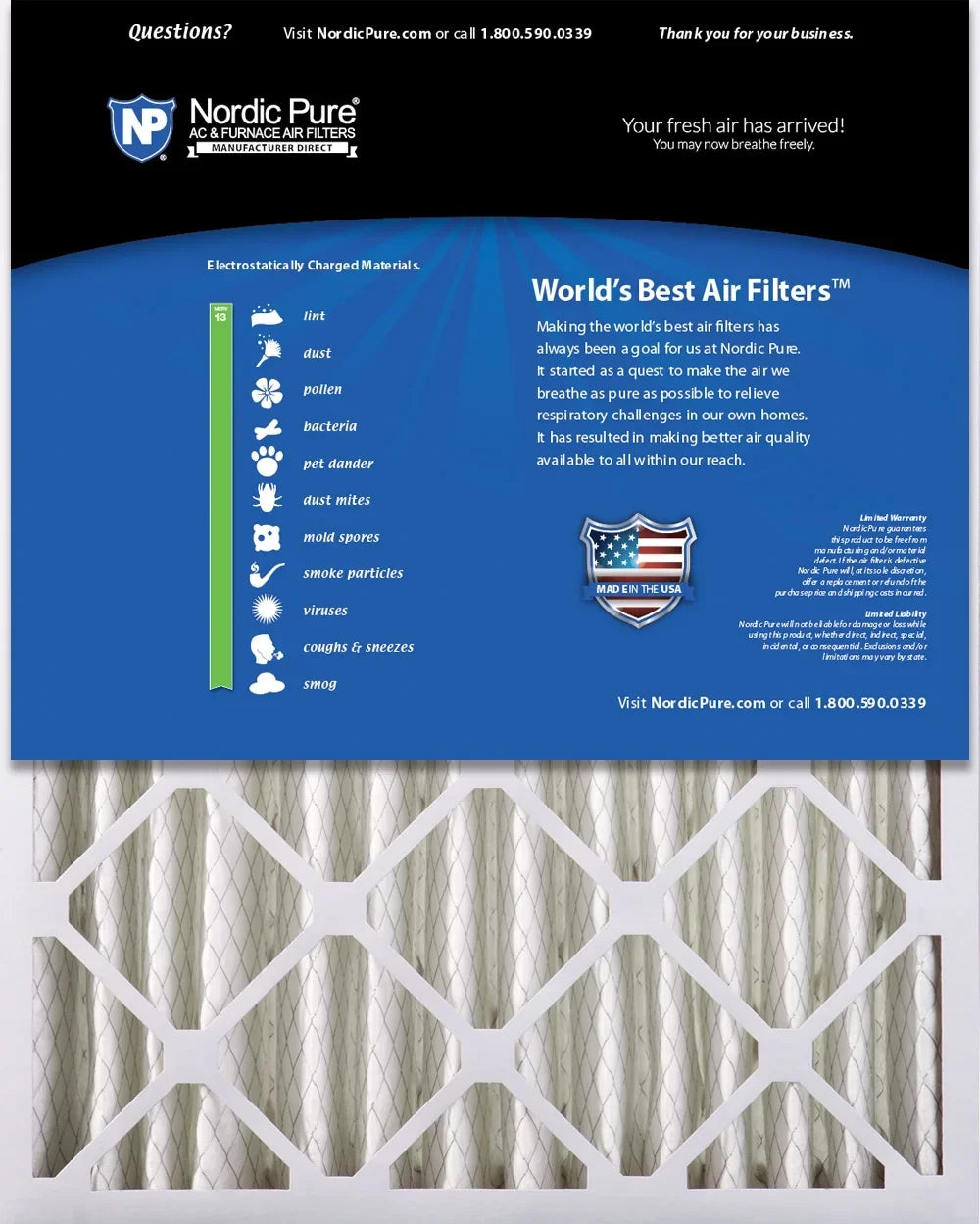 20x25x4 Pure 5/8) Pleated Pack Air 2 Nordic MERV (3 13 Filters