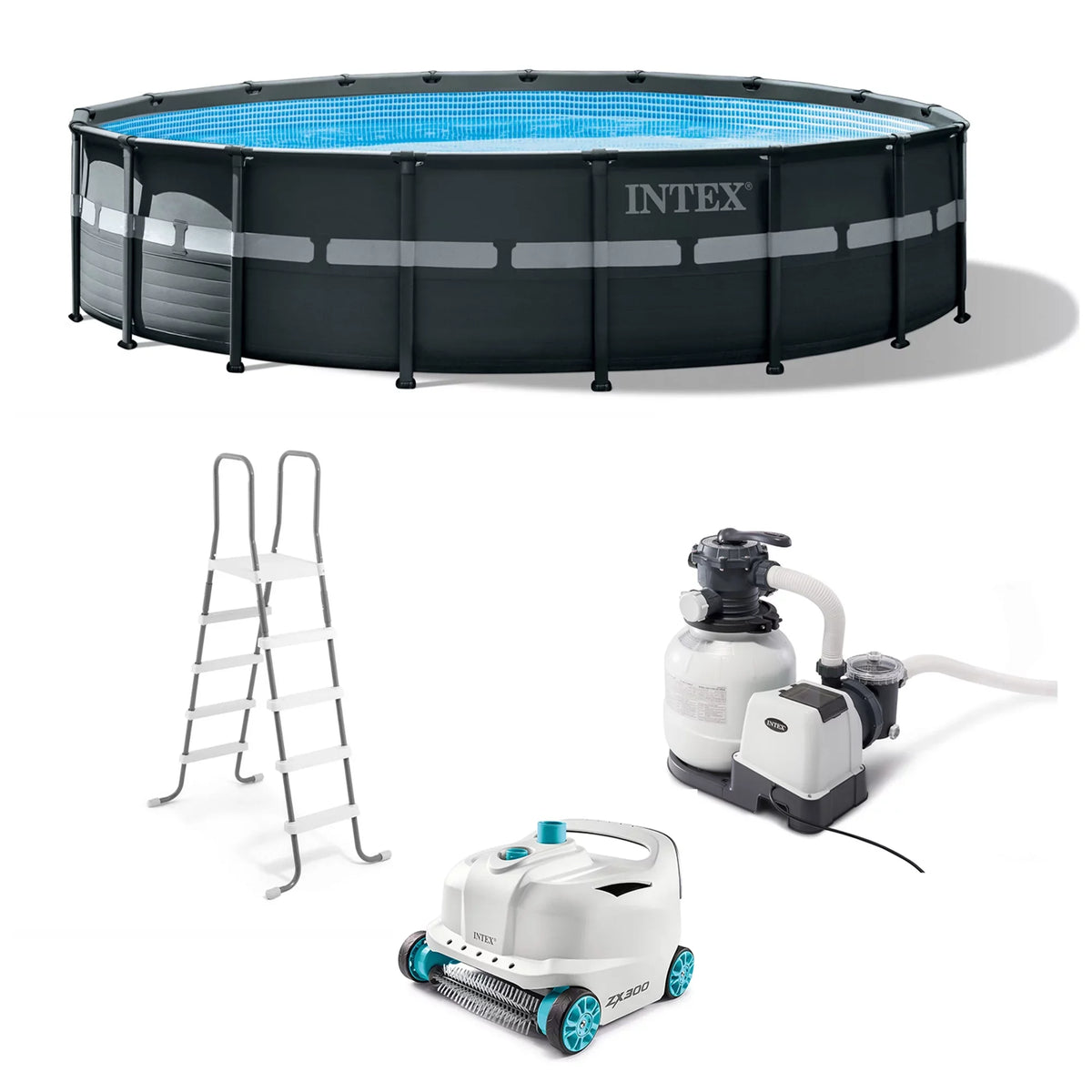 & with Ultra 18' Robot Intex XTR 52" Pump Above Vacuum Set Pool Ground x