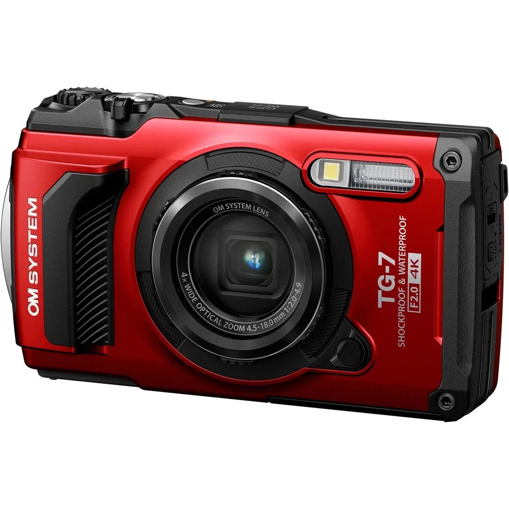 OM + 64GB Tough Camera (Red) Digital TG-7 Olympus + Tripod SYSTEM Case - Kit