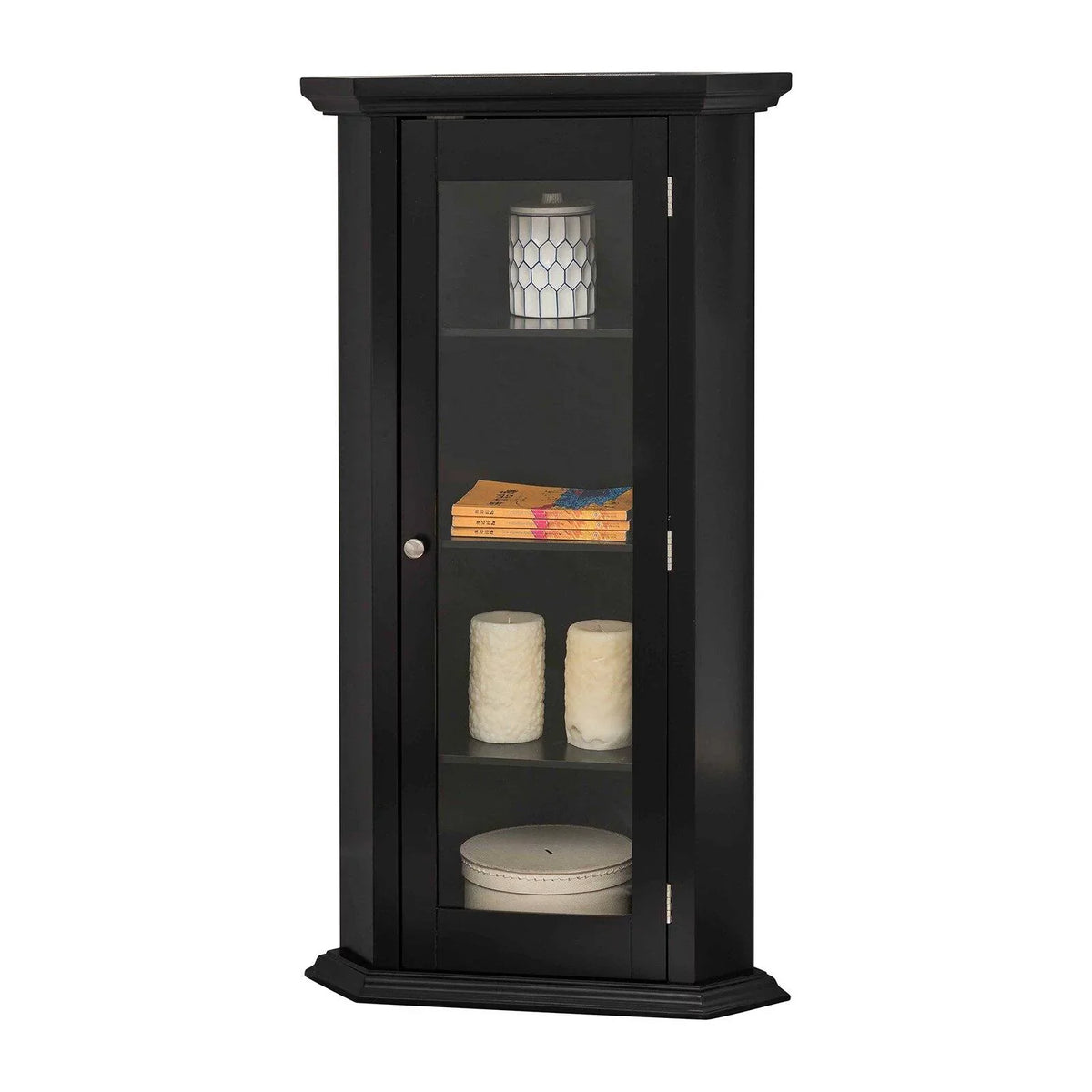 Corner Furniture Accent 1 K&B Door Cabinet Black