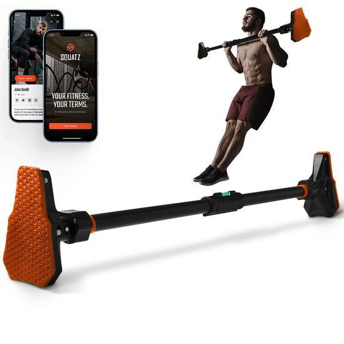 and 56 37 to black color Bar Pull-up 48” SQUATZ inches, ,orange Adjustable -Adjustable Width