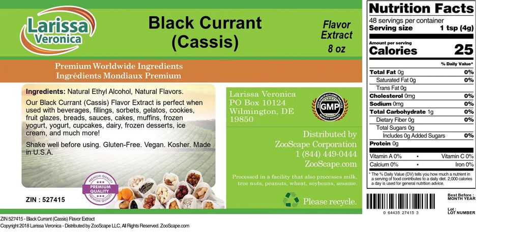 Currant Currant oz, 1-Pack, Larissa Extract, (Black Flavor (Cassis), Zin: (Cassis) Veronica 8 527415) Black