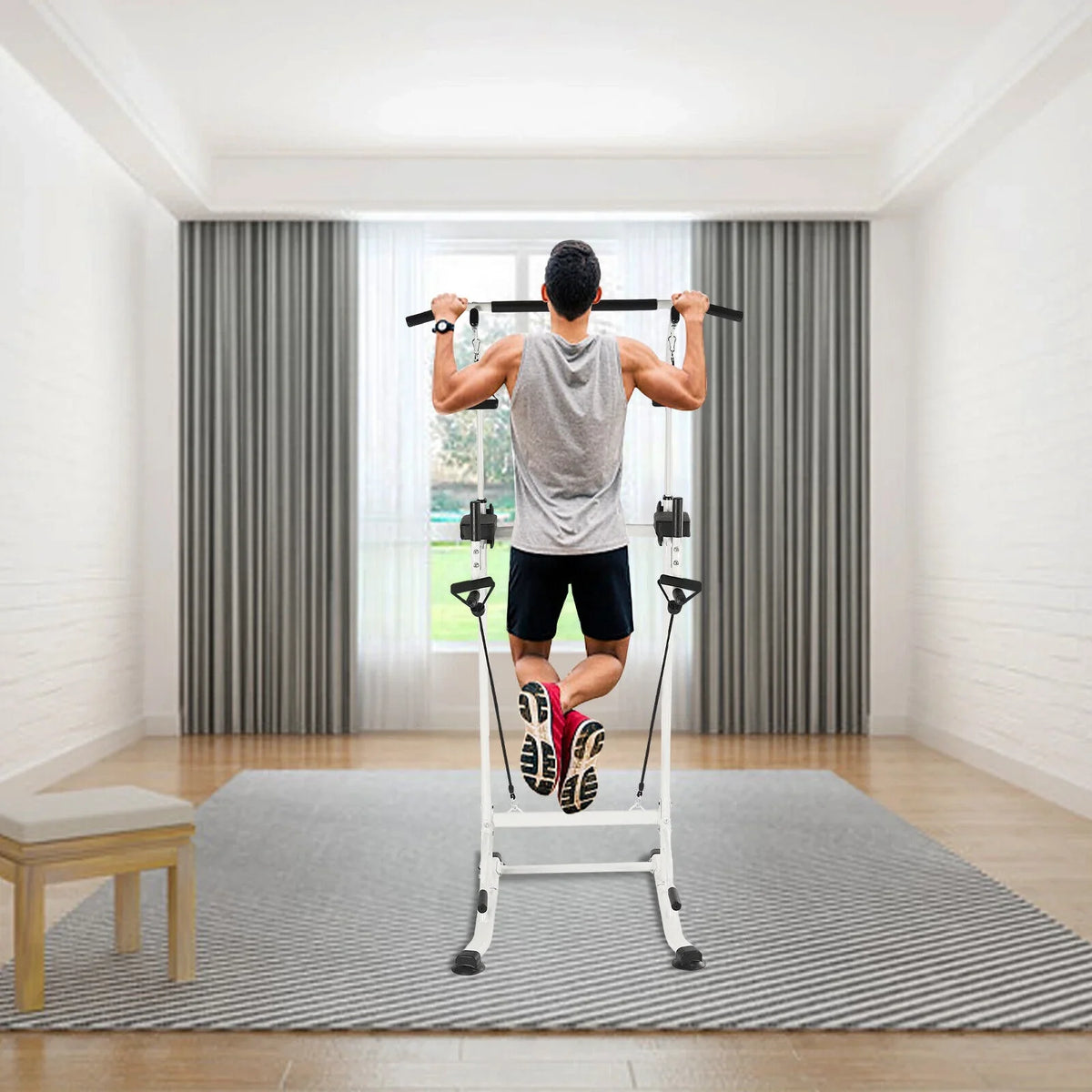Tower Dip Up Gym Station Chin Black Pull Home Bar Push Power Gym Power Home Height Tower Adjustable