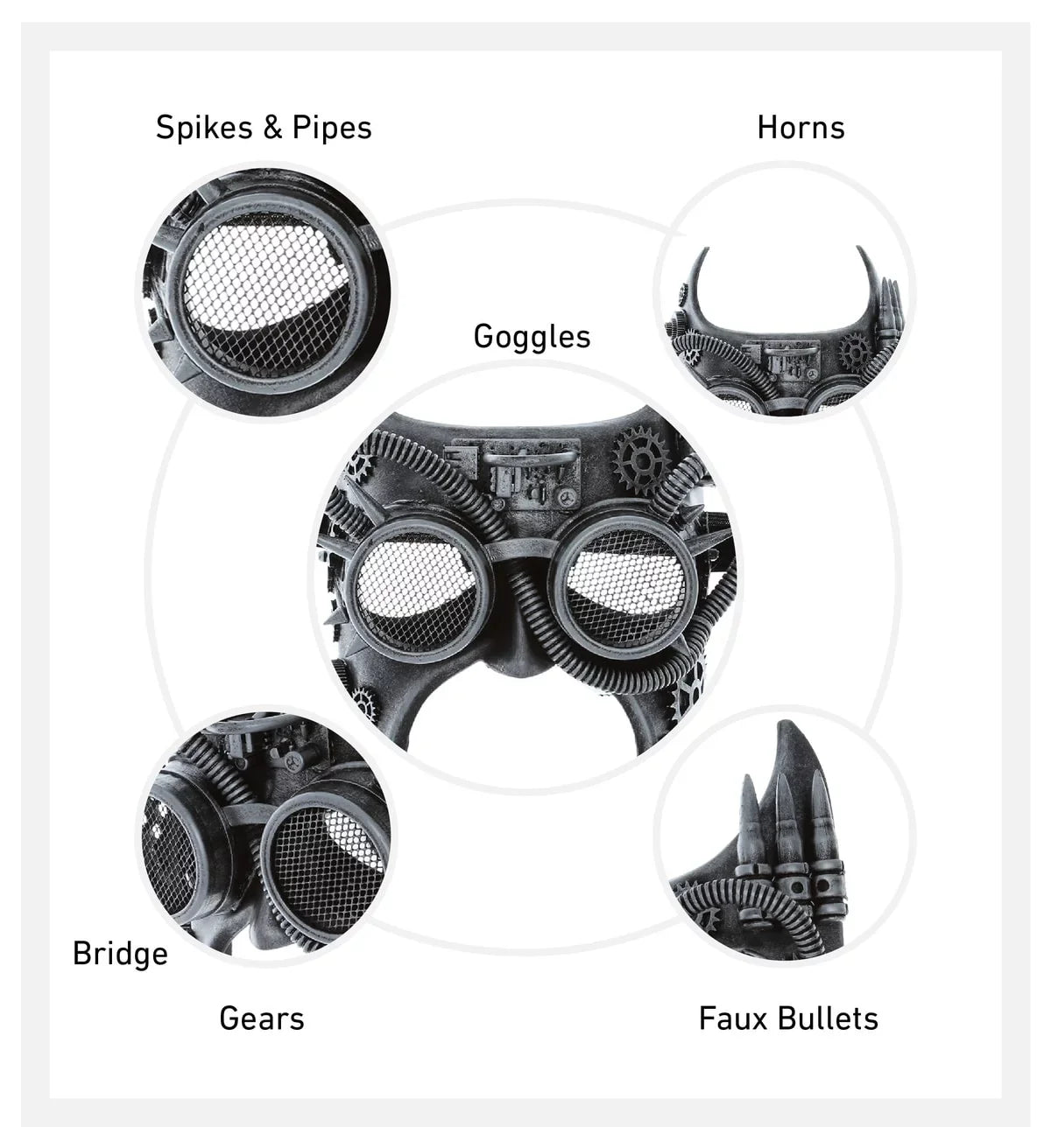 Silver Robot - Steampunk Goggle Gladiator Studio Mask Attitude Costume Half Face