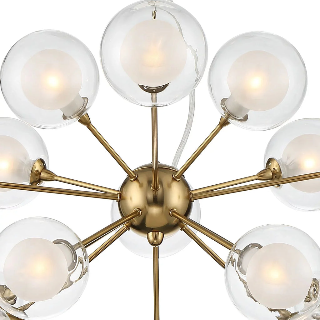 Chandelier Euro Shade Brass 30" Wide Century Spheres 15-Light Dining Sputnik for Kitchen Fixture Room Design Glass Mid Modern Possini Island Antique