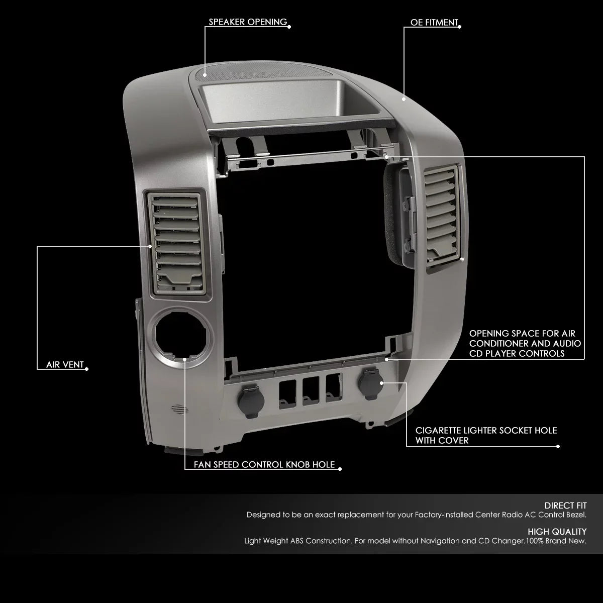 Center For Armada to Nissan Speaker 2004 design Console Dash 05 2006 with Lid DNA Panel Bezel Instrument SE XE Factory Motoring ZTL-Y-0162 Titan