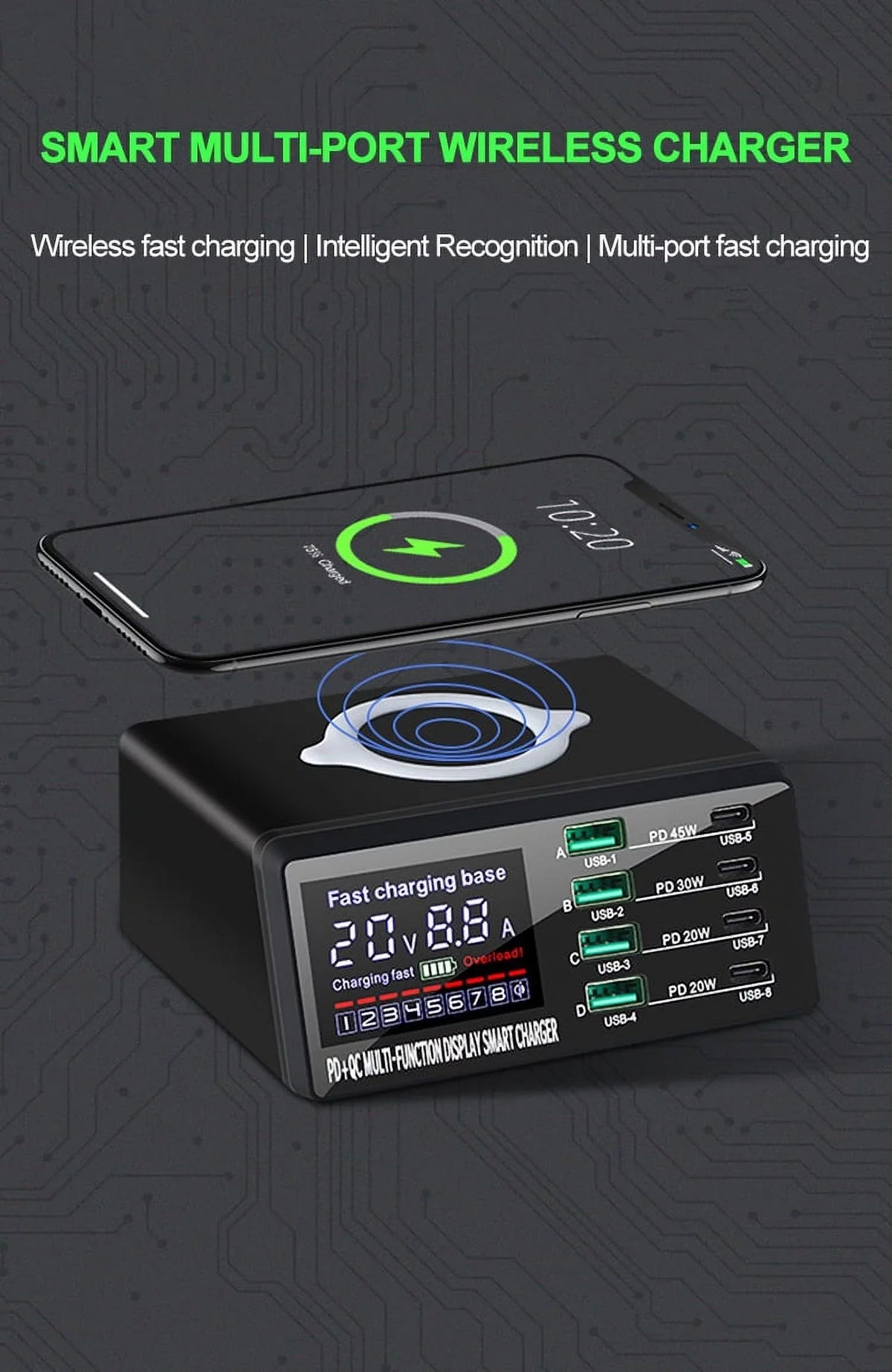 12 USB Phone Charging PD 11 Fast Charger iPhone 13 Charger Huawei USB Charger Adapter Station Xiaomi For 110W RIWPKFH Wireless C