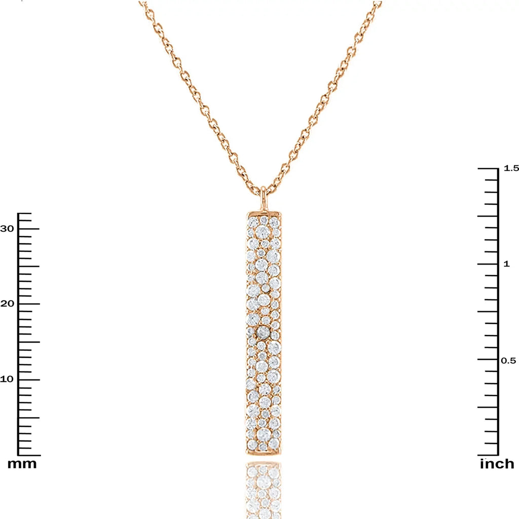 Necklace Gold for Accented Women, Cubic Bar Blue Teens Rose Plated Vertical Inc Zirconia Box Pendant Boutique