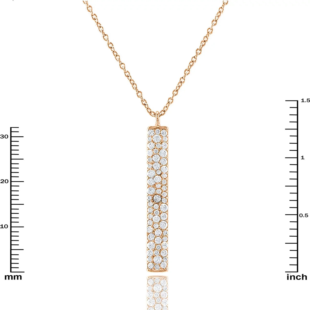 Necklace Gold for Accented Women, Cubic Bar Blue Teens Rose Plated Vertical Inc Zirconia Box Pendant Boutique