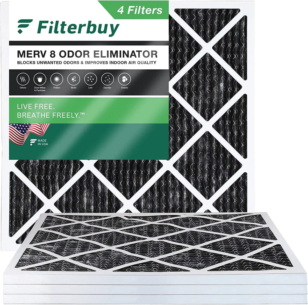 HVAC AC Filters MERV Furnace Activated Filterbuy 12x12x1 (4-Pack) Odor with Carbon Air Pleated Eliminator 8