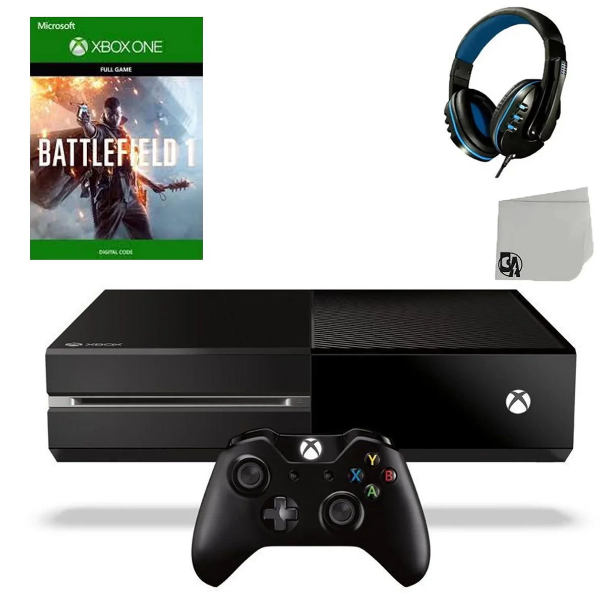 Original 1 Microsoft 500GB Gaming Black Console Bundle With AXTION Headset Battlefield One New BOLT Like Game Xbox