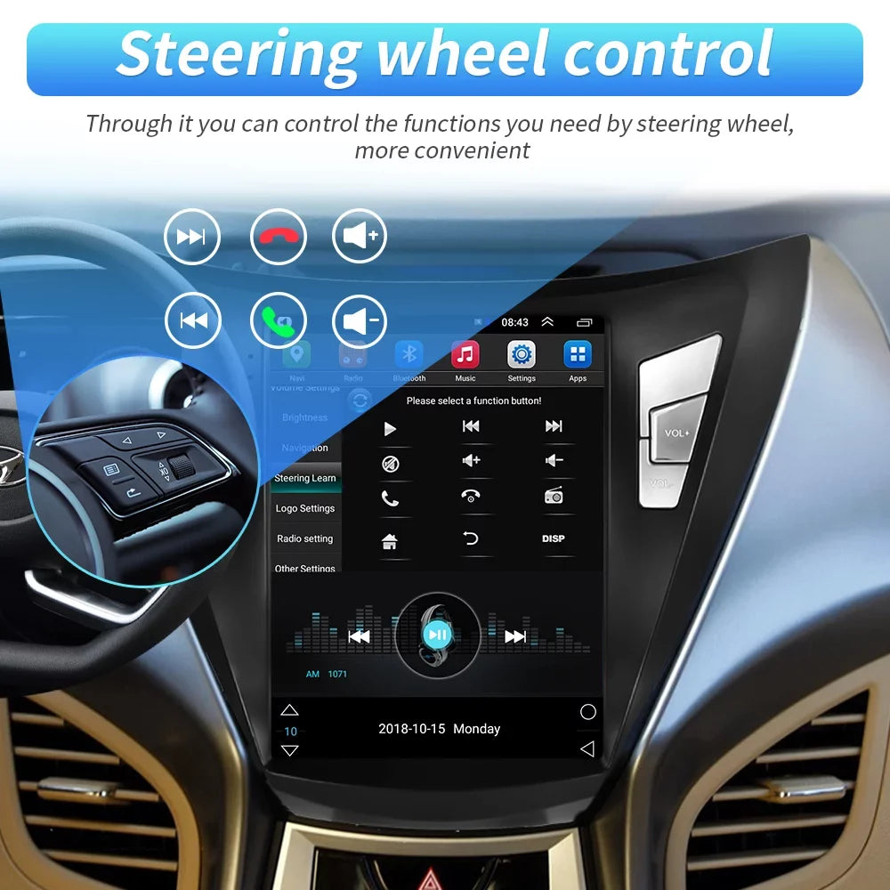 Stereo Car for 2013 Backup 2012 Link FM Bluetooth Mirror Podofo WIFI Android 2011 USB, 9.7'' Touchscreen 2G+64G GPS with Radio Elantra Camera Hyundai