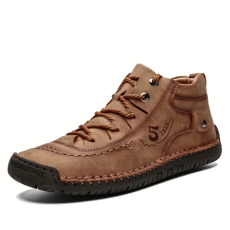 Walking And Hand-stitching Synthetic Ankle Summer Anti-slip Lace-up Shoes Boots Leather For exterior Spring KINODAY Breathable Autumn