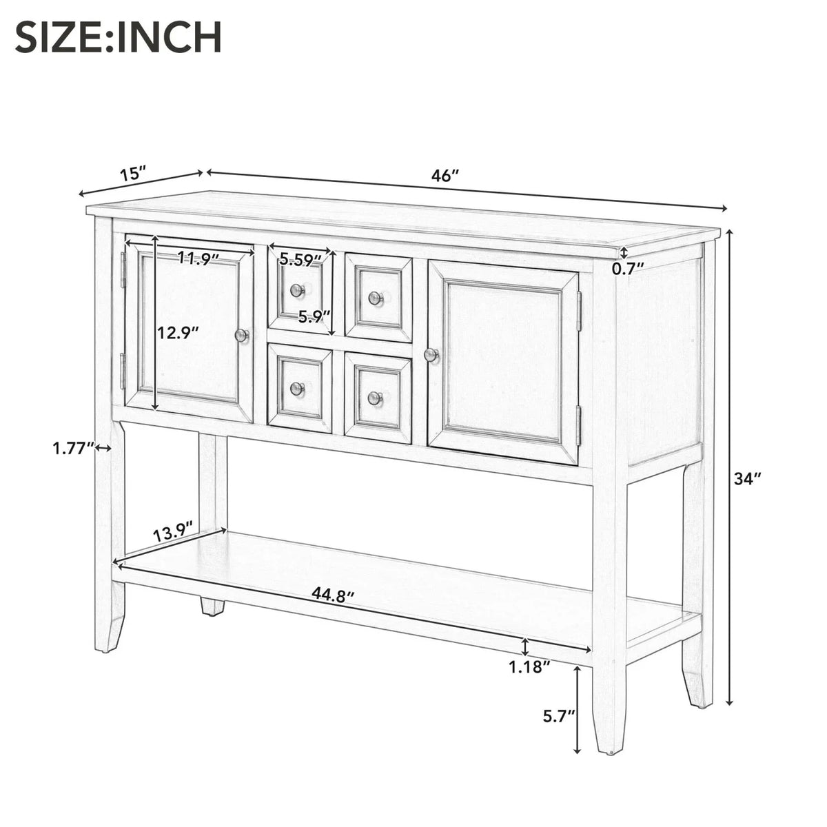 Table for OLD Storage WF190263AAE) Gray and Entrances Shelf Rooms (Antique Ample Living with and Console Four Series SKU Cambridge Vintage Kitchens Drawers Small TREXM Bottom