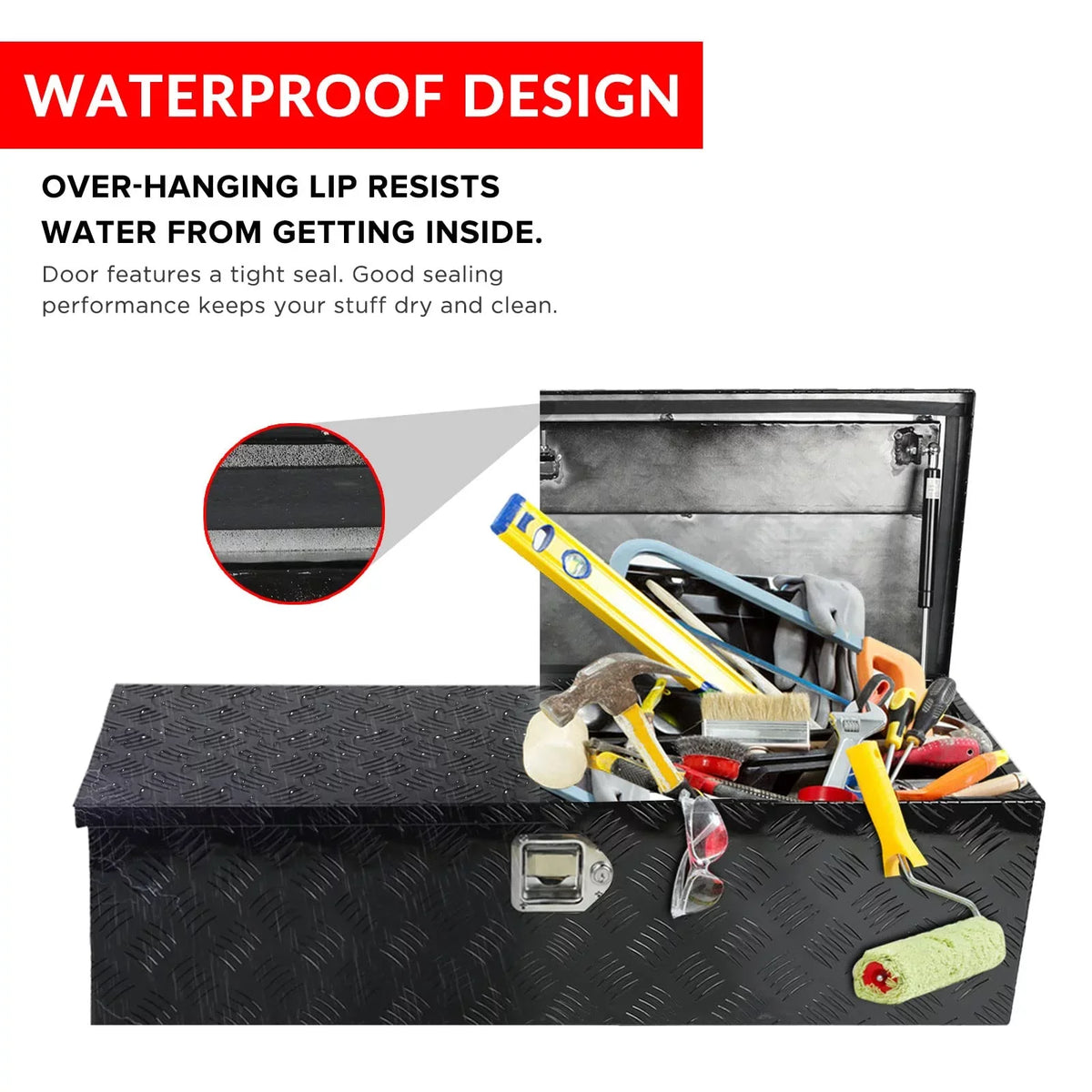 Storage Aluminum, Truck Lock x Keys, 13 Heavy 39 Pick 10 Up Confote Black Truck Box Waterproof, Duty Tool Bed Trailer Inches x and