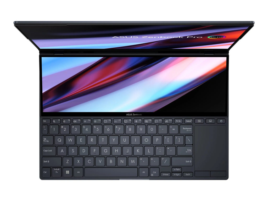 Pro - 32 11 ASUS Home GF 2880 RTX x GB SSD / black Duo 2.5 Core Performance OLED Wi-Fi (2.8K) - Hz 6E - tech RAM 1 - Win touchscreen - NVMe, OLED Zenbook i9 3050 120 12900H Intel TB - - GHz @ 1800 14 - UX8402ZE-DB96T Ti 14.5"