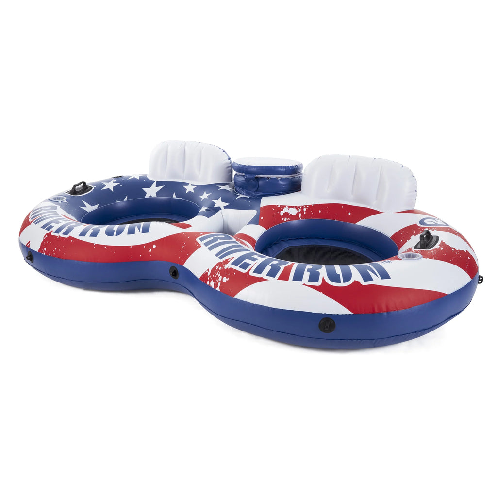 Tube, Run 2 American Float (2 Flag Pack) w/ Inch River 53 Intex Person Red
