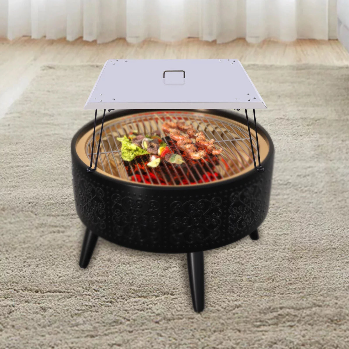 Heater Patio Fire Deflector-Turn Burner Pit Heat Cover Pit a 30"x30" into Fire