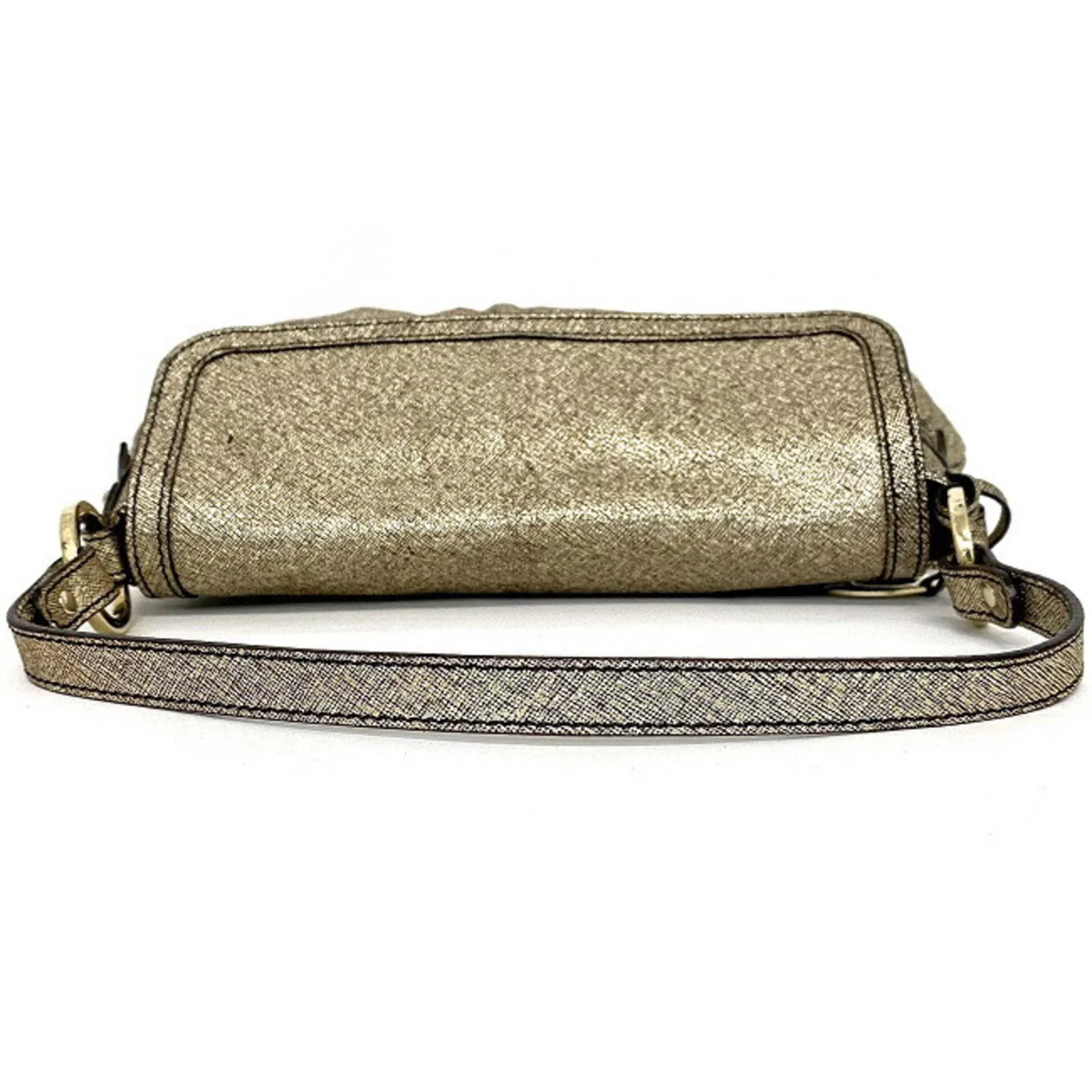 8BK042 Semi-shoulder Leather Gold One (Good) Pre-Owned FENDI Fendi Bag Shoulder Lame Flap Handbag Ladies Canvas