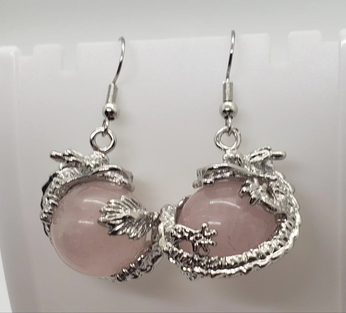 Dragon Rose Natural Earrings Quartz