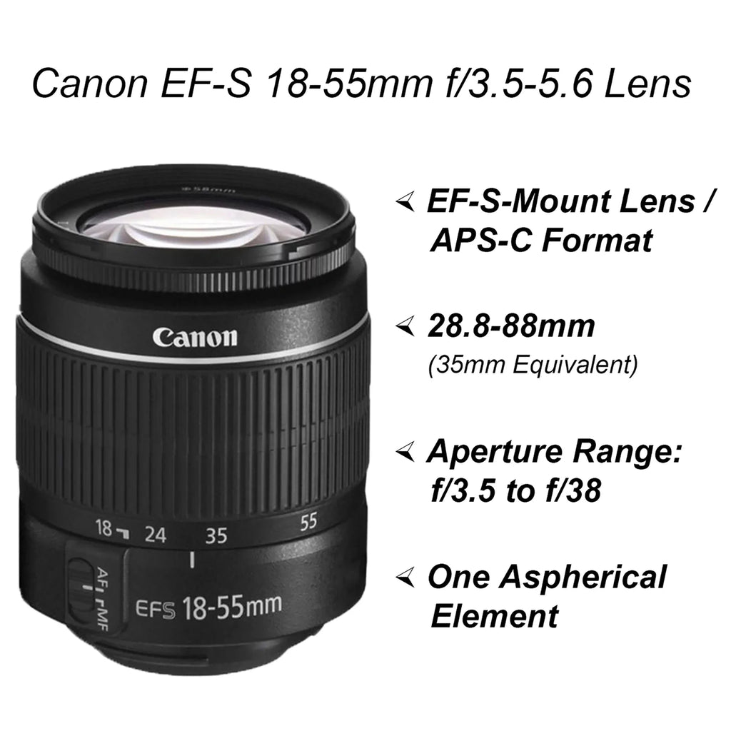 Memory, EOS ZeeTech 64GB 18-55mm SanDisk T100 Canon with / Camera Rebel and Bundle Backpack DSLR Lens, Tripod, 4000D