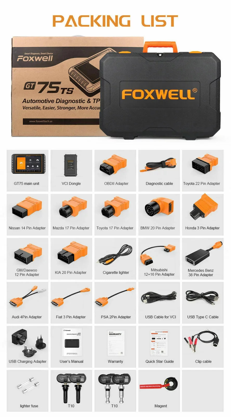 GT75TS Service Code Automotive OBD2 Scanner Actuation FOXWELL Bi-Directional Tool Reader Diagnostic ECU Scan Resets Free EOBD Scan Control Test Update Car TPMS Systems 30+ Coding Full OBD Tool