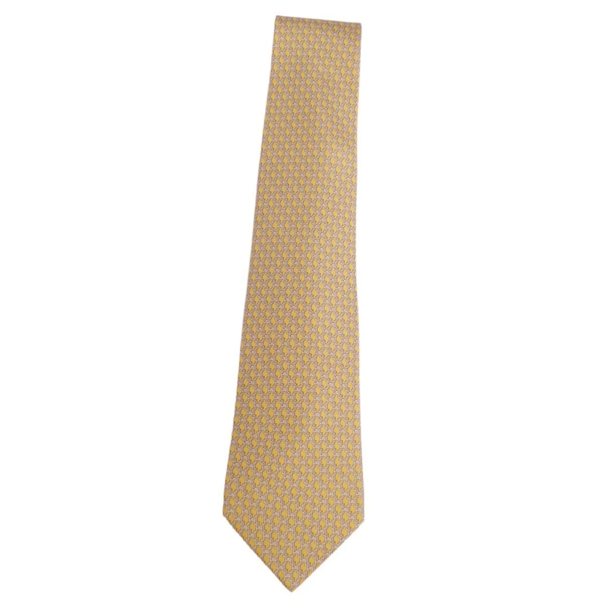 100% twill silk (Good) Hermes yellow Pre-Owned men's HERMES tie