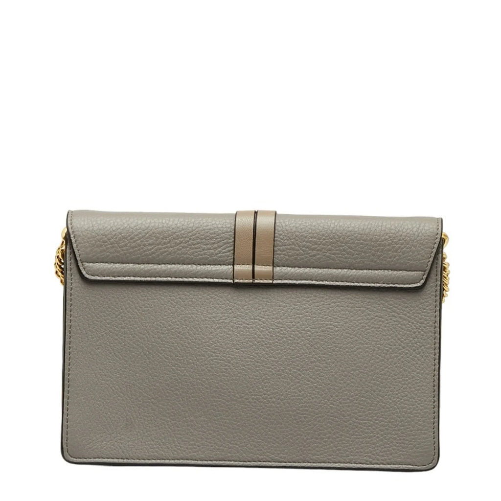 Chloé Women's Bag Leather Chain (Good) Shoulder Alphabet ALPHABET Gray Pre-Owned Chloe