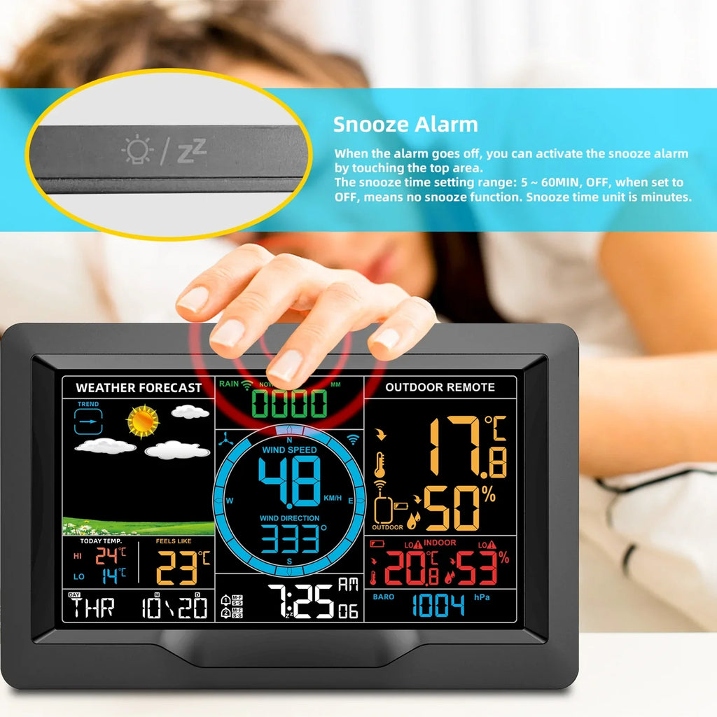 Backlit Hygrometer Alarm Display Digital Thermometer Wireless Clock Suzicca climate Indoor with Sensor Station USB Temperature Humidity climate Clock Forecast Station Port