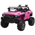 Electric Parental Pink Toy with Car Police Remote 12V 2-Seater Ride Kids Aosom SUV Truck Control, On