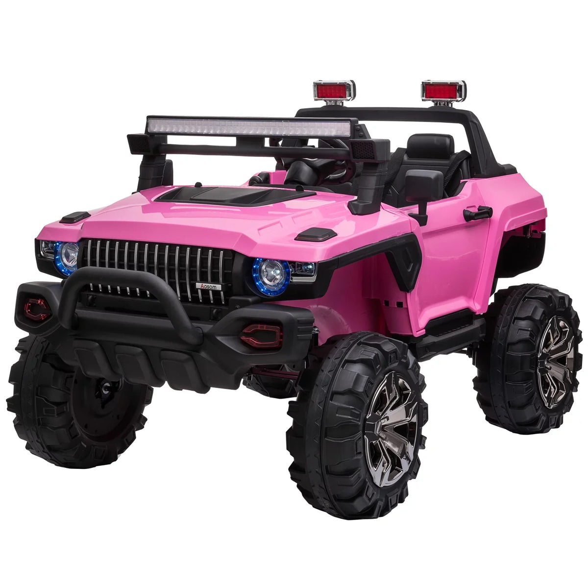 Electric Parental Pink Toy with Car Police Remote 12V 2-Seater Ride Kids Aosom SUV Truck Control, On