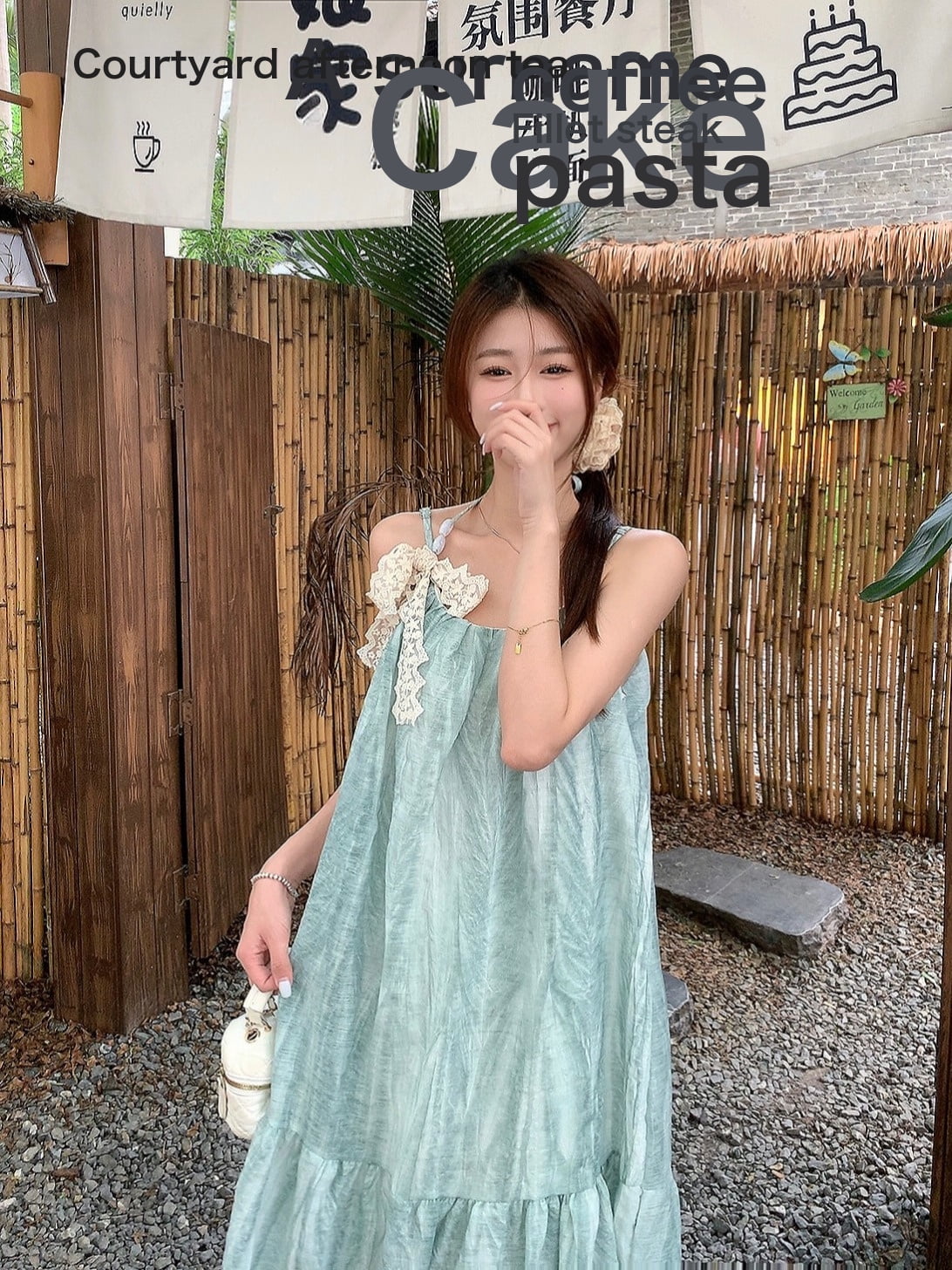 Sleeveless Halterneck Loose For Skirt Summer Suspender Green outfit A-Line Long Mambo Women