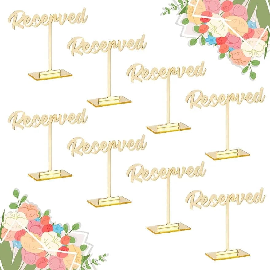 Table Reserved Sign Reservation for Party Golden Packs Guest Events Decor Wedding Signs 8 Reception Signs Wedding Wedding Reserved Acrylic Mirrored Sign Restaurant Seating Standing Table