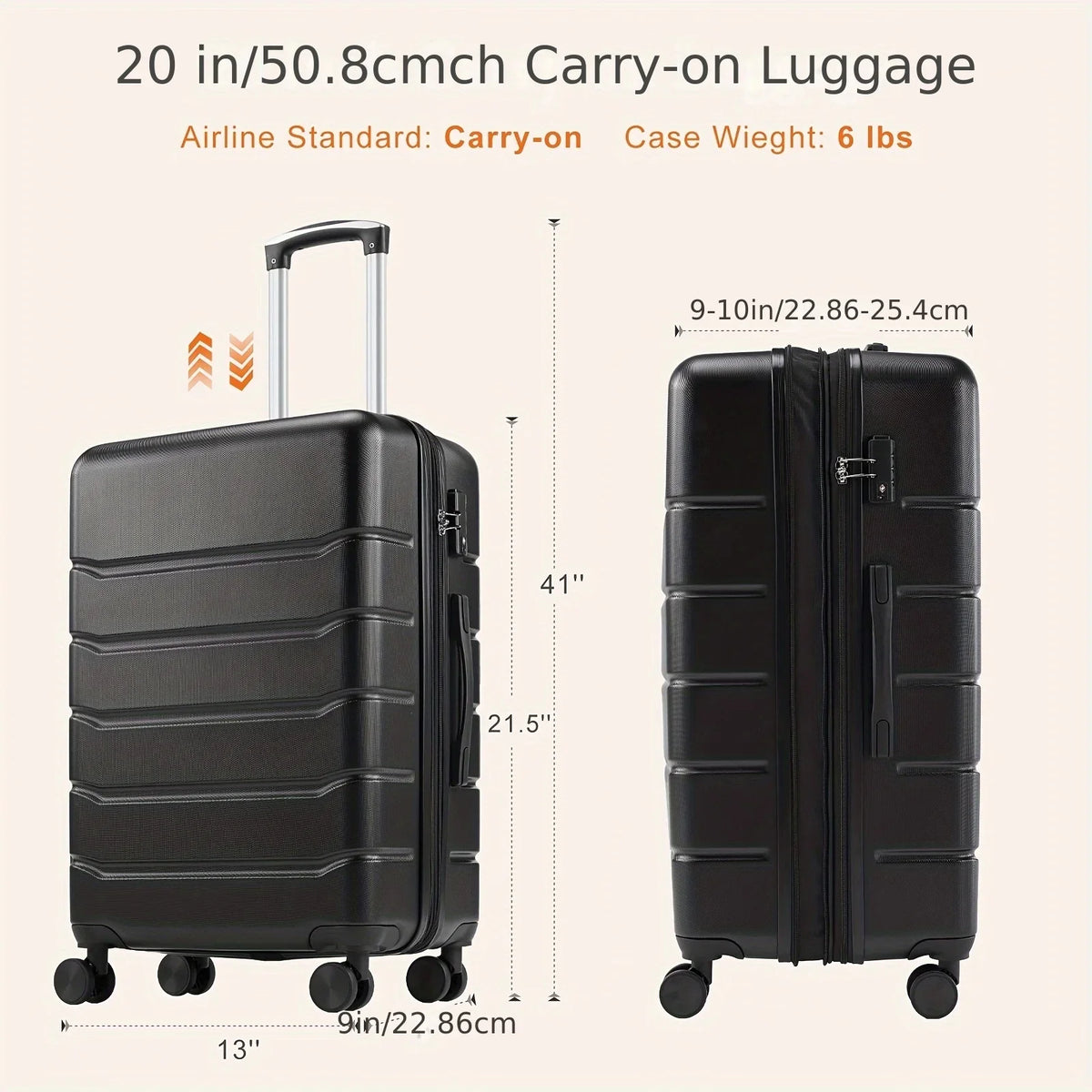 Spinner Convenient Trolley Lock, Wheels – Case – Suitcase Durable Secure Lightweight for Double Travel TSA Jetsetters Carry-On &