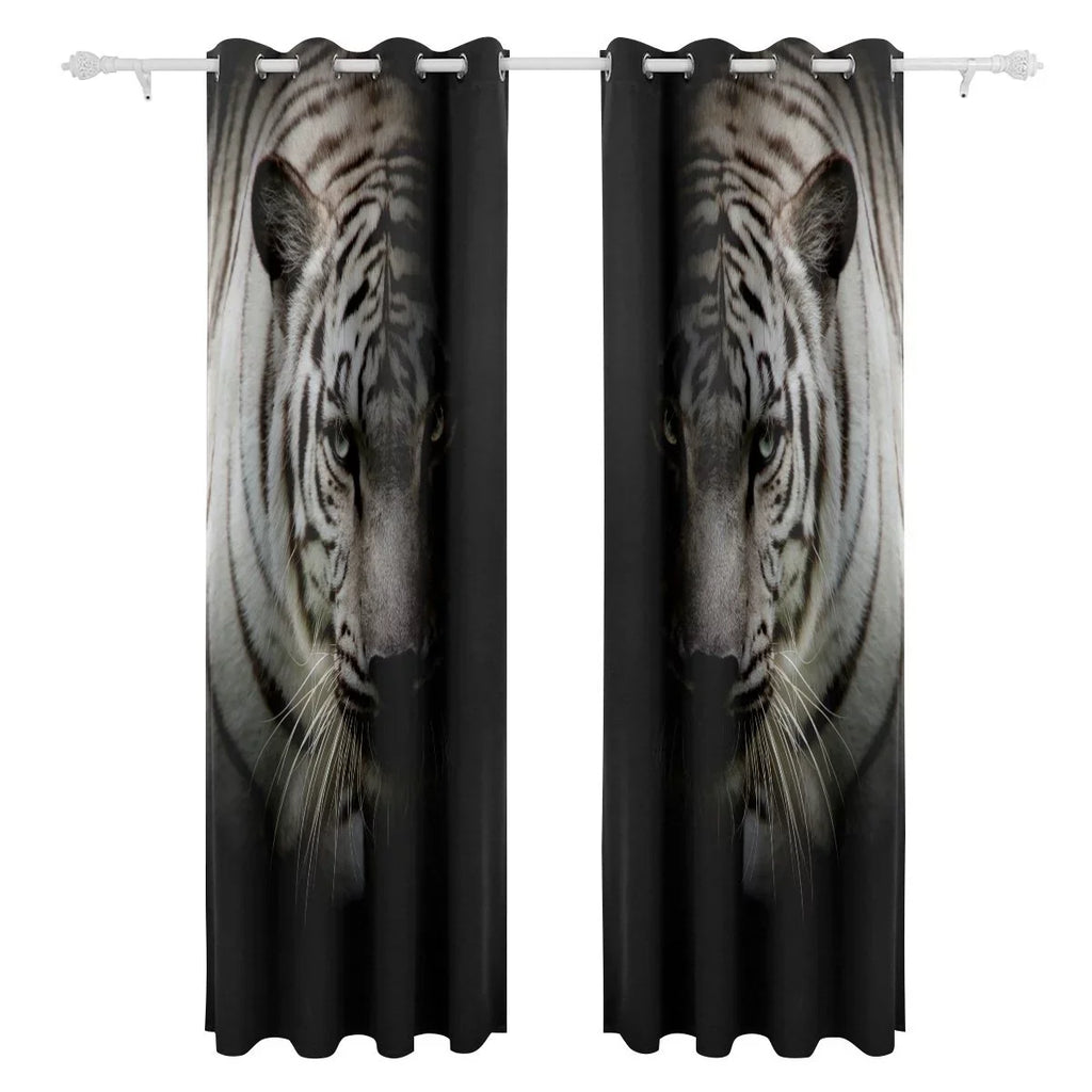 Isolated White Panel Tiger Curtain Blackout Inches) Darkening Curtains for Curtain Blind On Living Room,2 (52Wx84L Background Window Black Bedroom POPCreation Thermal