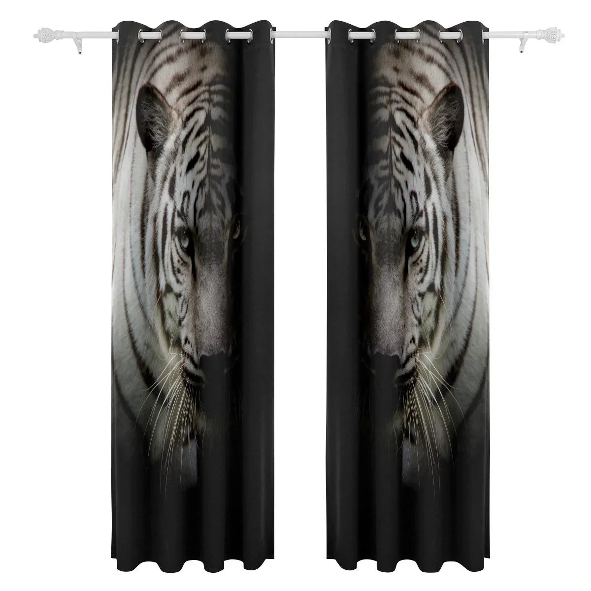 Isolated White Panel Tiger Curtain Blackout Inches) Darkening Curtains for Curtain Blind On Living Room,2 (52Wx84L Background Window Black Bedroom POPCreation Thermal