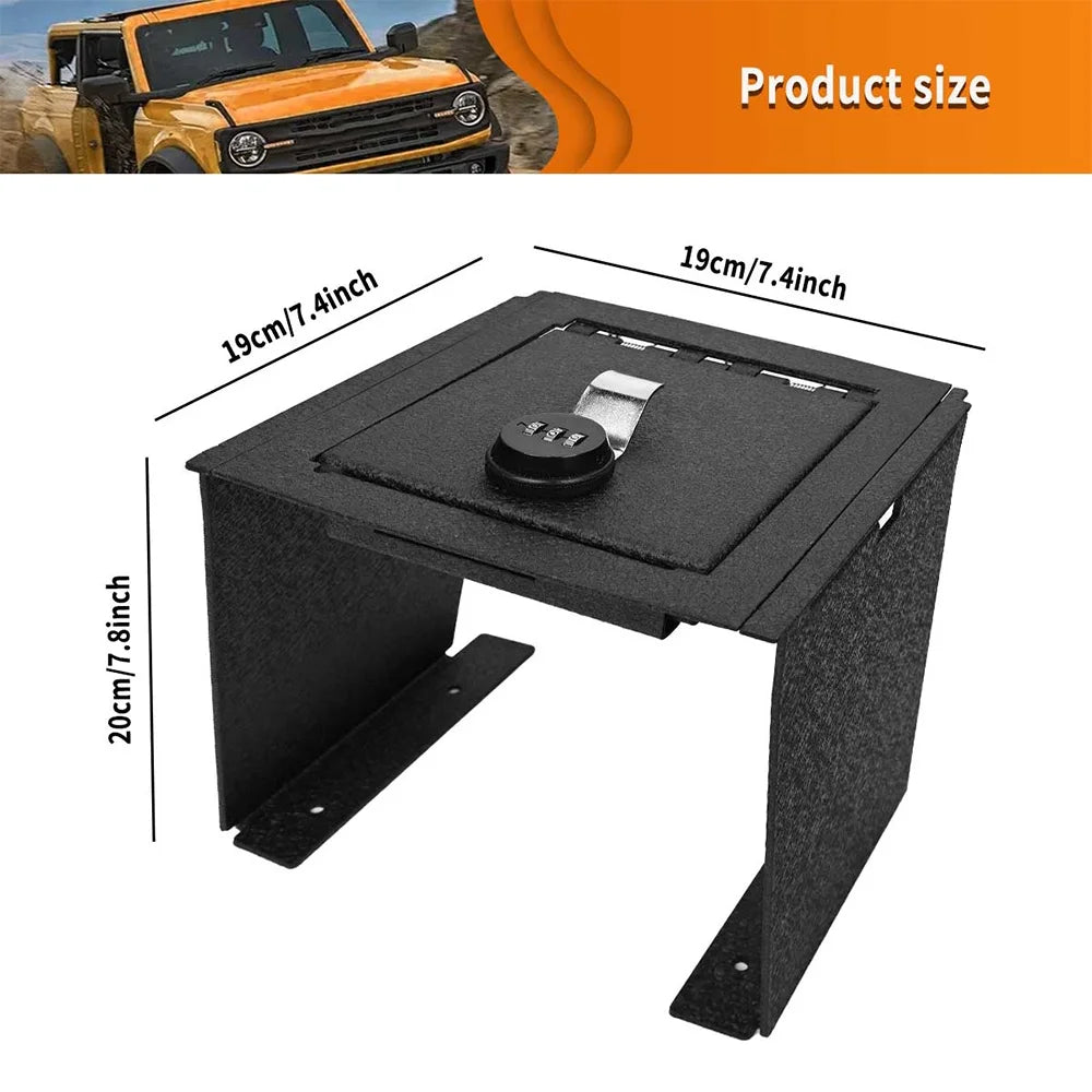 Black Box Carbon Safe for Coating ALLTIMES Center with Steel Password, 3-Digit Anti-rust 2Door/4Door Bronco 2021-2022, Console for