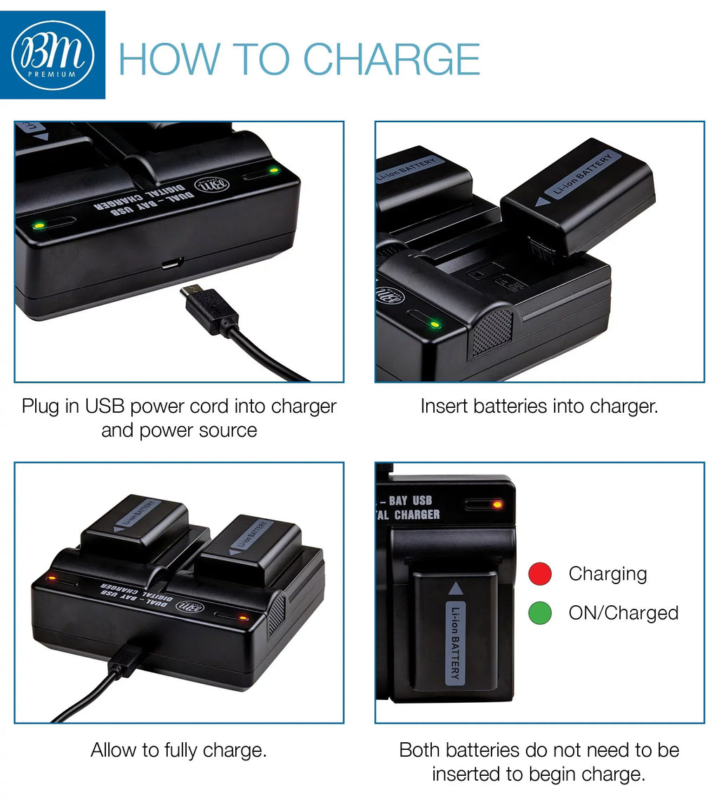 II a6000 III, a3000 and Dual Alpha IV Batteries NP-FW50 II, a7R a5000 a7 A7s a6400 Cameras DSC-RX10 Charger A7 BM a6300 A6100 a6500 II for 2 7