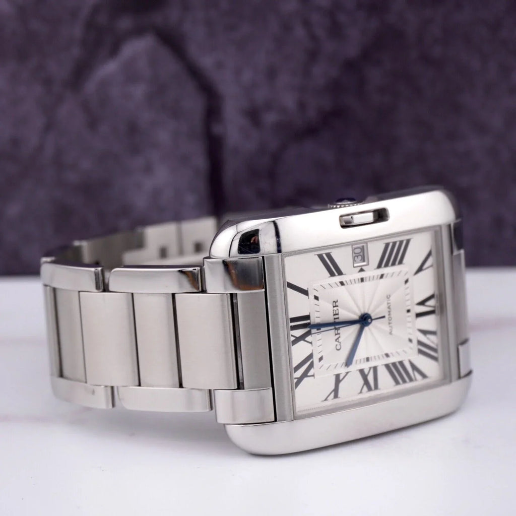 3507 Tank by Dial Watch Cartier 49mm Silver Mens Stainless Anglaise 37mm Steel