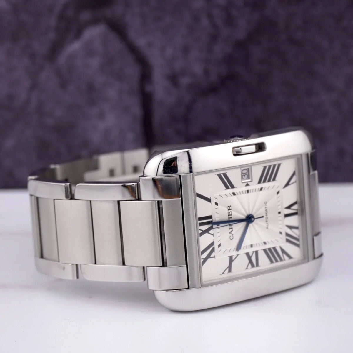 3507 Tank by Dial Watch Cartier 49mm Silver Mens Stainless Anglaise 37mm Steel