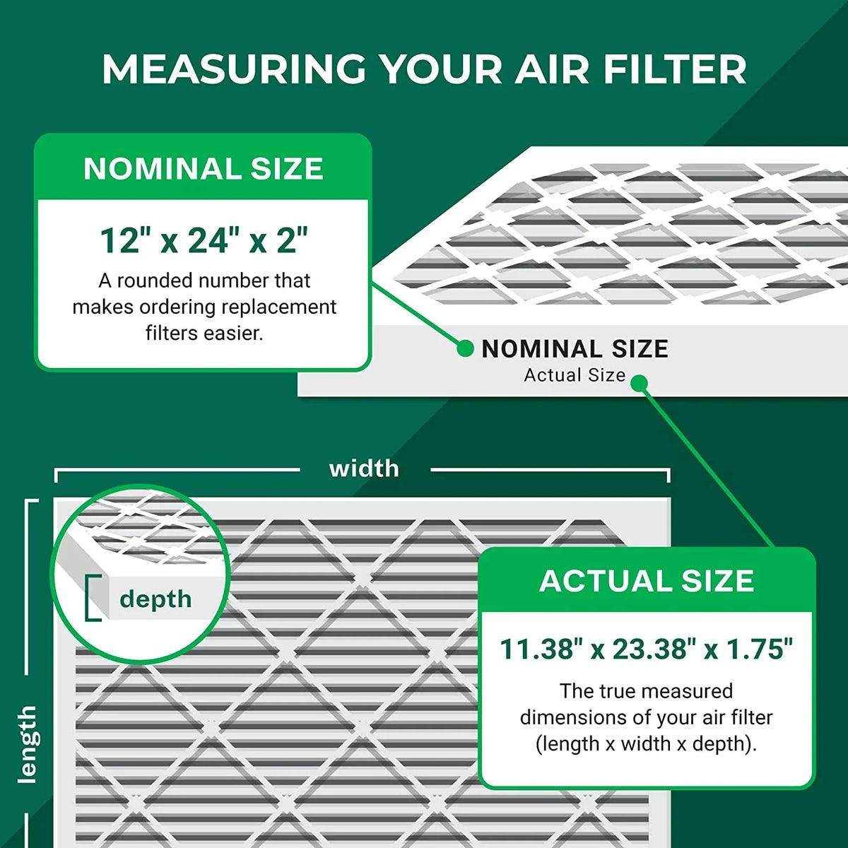 13 AC MERV Filters Pleated 12x24x2 HVAC (4-Pack) Furnace Filterbuy Air