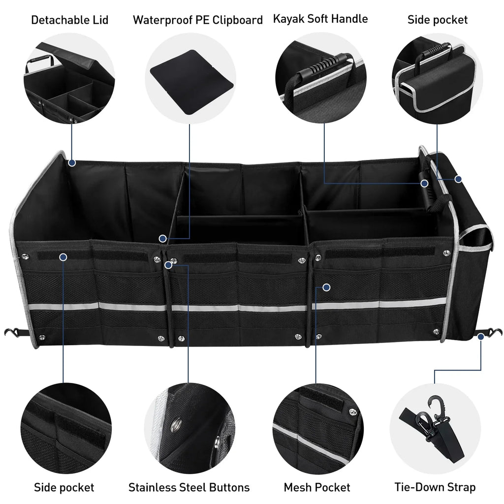 4 for Multi Bag Trunk Cooler SUV Car Truck Organizer, Leakproof Storage in 1 Box Trunk with Compartment Insulated Collapsible Storage Car