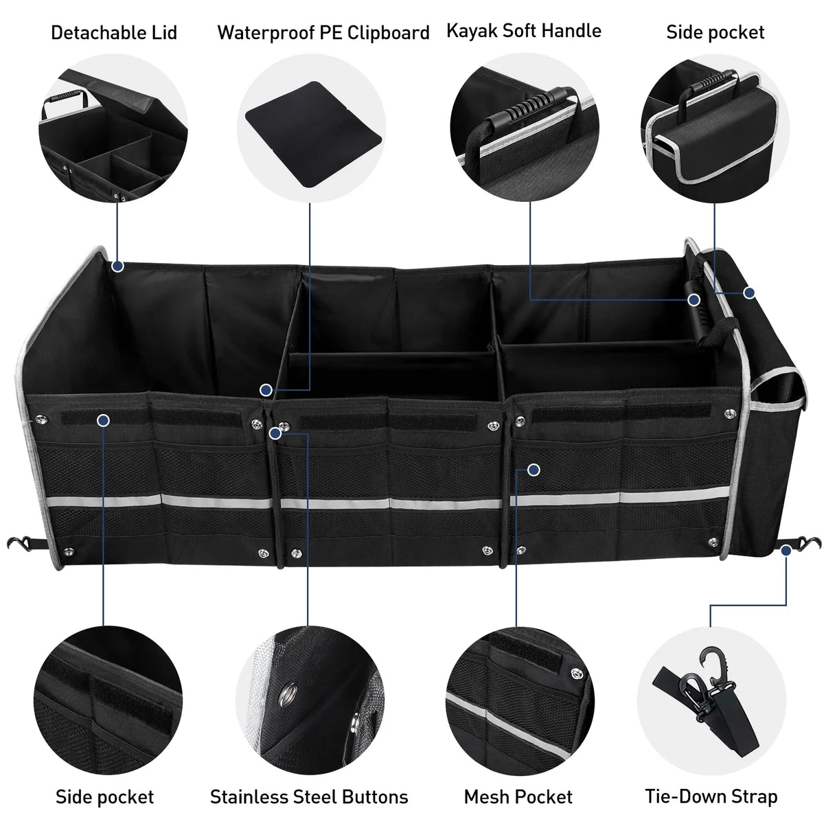 4 for Multi Bag Trunk Cooler SUV Car Truck Organizer, Leakproof Storage in 1 Box Trunk with Compartment Insulated Collapsible Storage Car