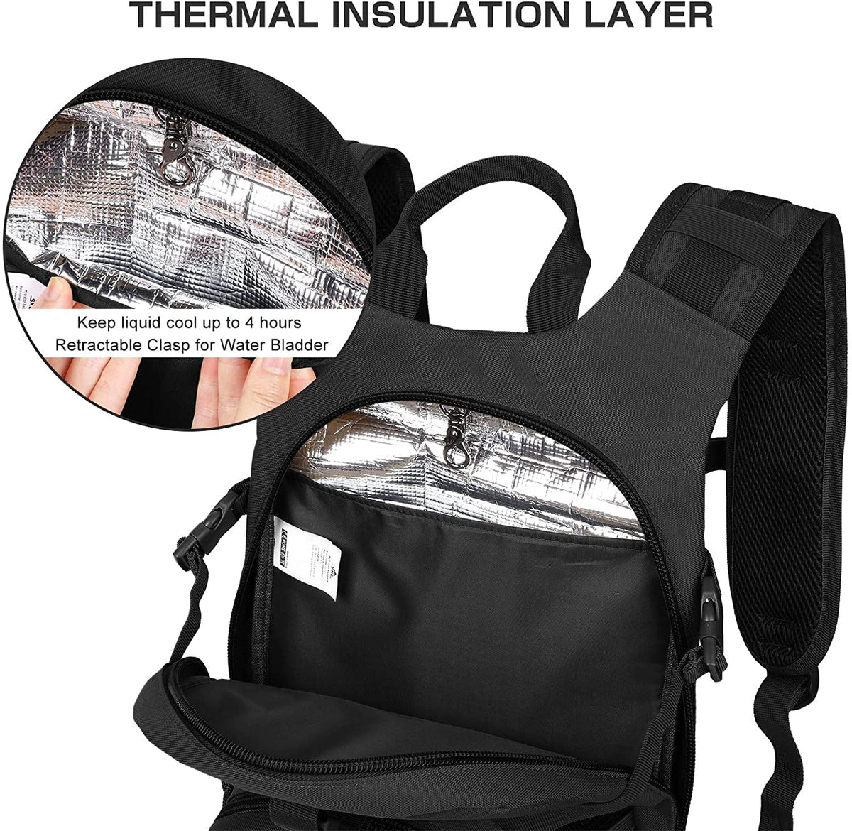 with Free liquid Running BPA Military Biking for 2L Bag Bladder, Pack Men Backpack Hiking Fits Thermal Daypack Tactical Adjustable Waist liquid Hydration Cycling Pocket liquid Insulation, Women SKL
