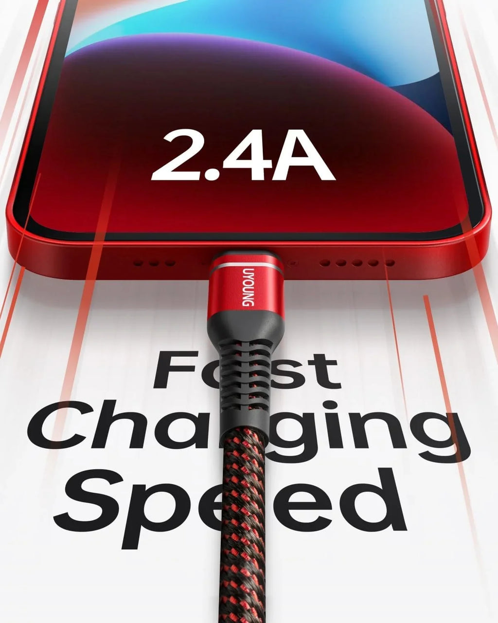 iPhone Long Compatible iPhone Unbreakable 10 Max/8/7/6/5S/SE, Cord with ft Fast Braided Charger Nylon Foot Charger 11/X/XS/XR/XS 10 Charging Red iPhone USB iPad Pro/Mini/Air(Red) Cord 3Pack