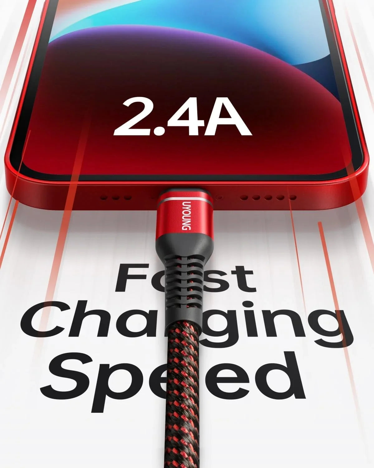 iPhone Long Compatible iPhone Unbreakable 10 Max/8/7/6/5S/SE, Cord with ft Fast Braided Charger Nylon Foot Charger 11/X/XS/XR/XS 10 Charging Red iPhone USB iPad Pro/Mini/Air(Red) Cord 3Pack