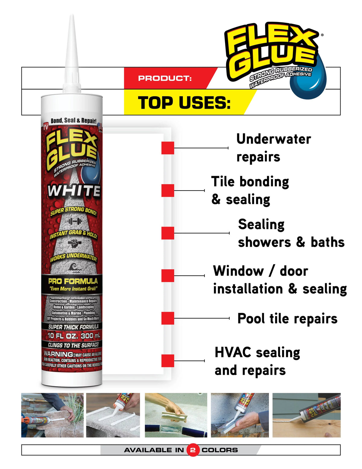 Oz Waterproof Adhesive White Seal Flex Glue Of 10 Flex Rubberized Family Products